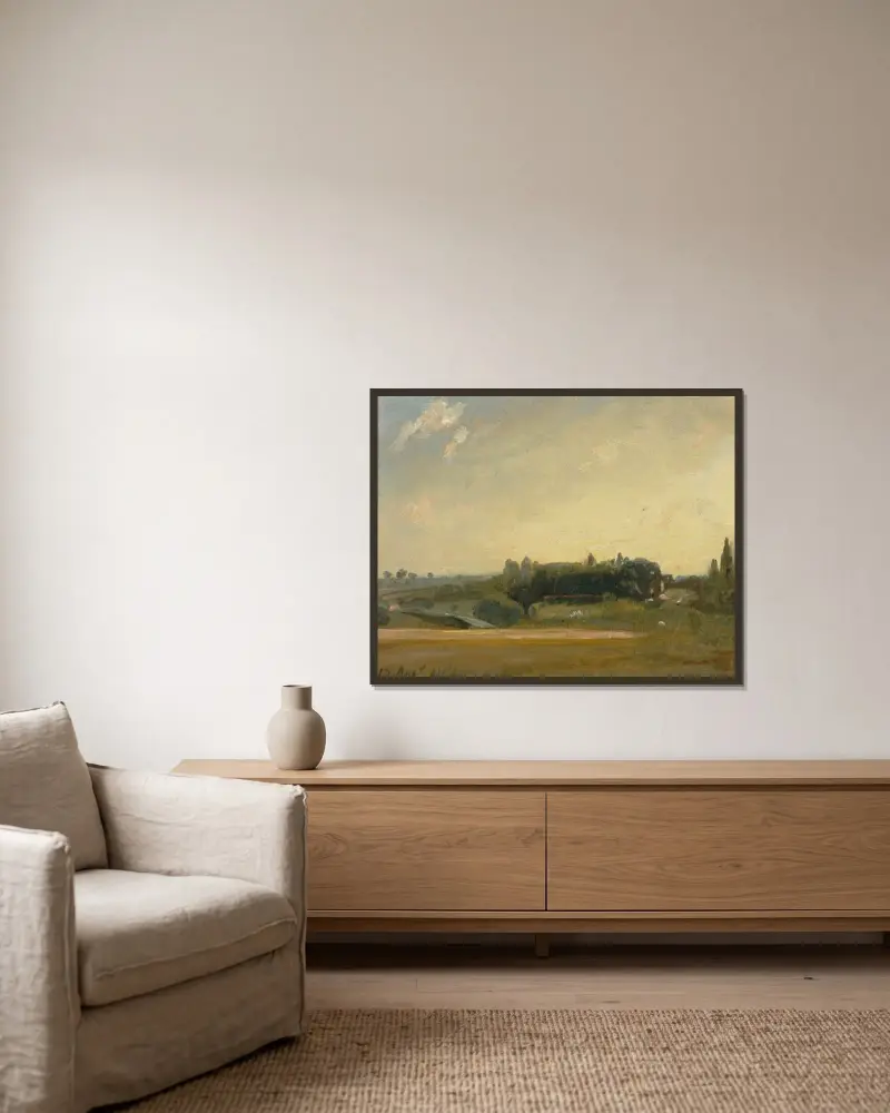Blick zur Pfarrhaus, East Bergholt von John Constable gerahmt an einer Wand