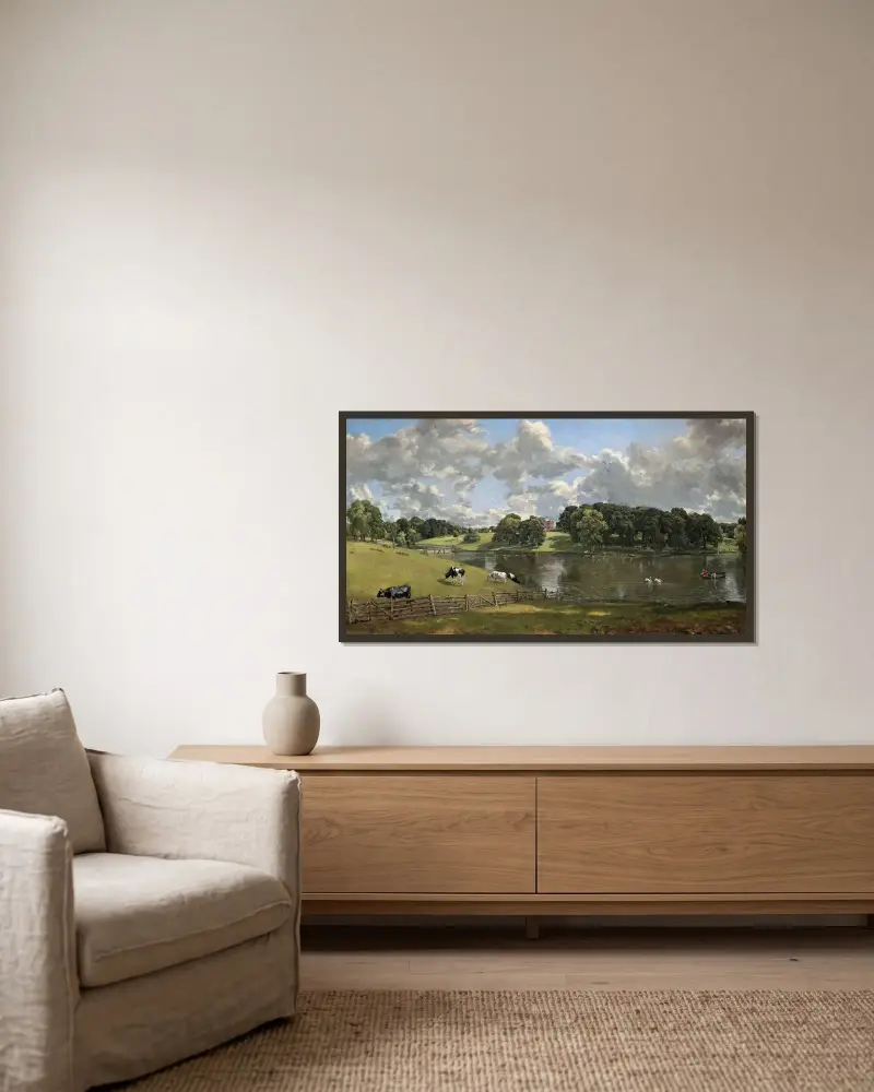 Wivenhoe Park,Essex av John Constable inramad på en vägg