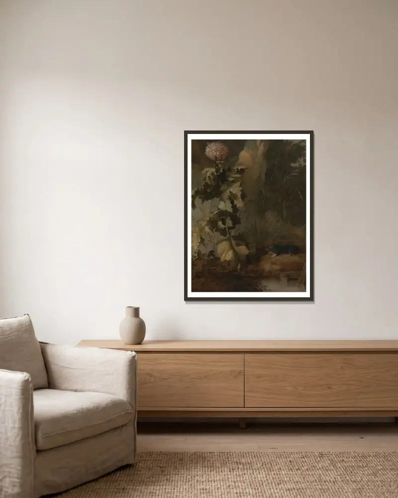Eine ägyptische Mohnblume und ein Maulwurf von John Crome gerahmt an einer Wand