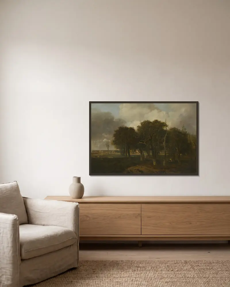 Hautbois Common, Norfolk av John Crome inramad på en vägg