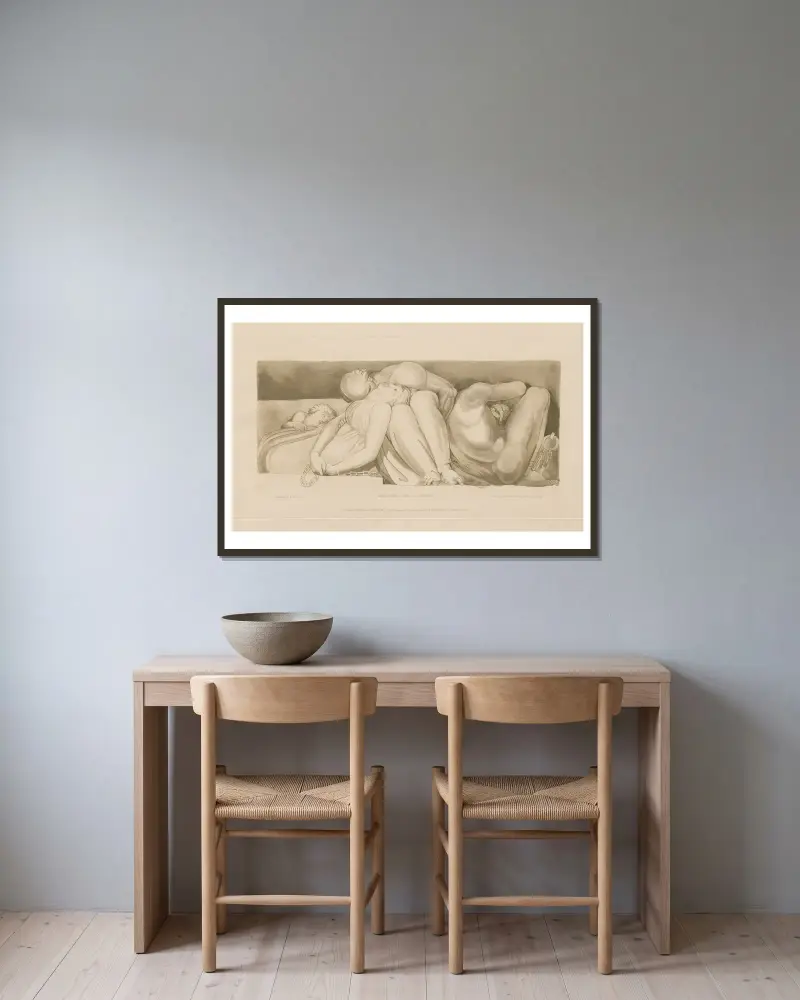 Befreiung des Gefangenen von John Flaxman gerahmt an einer Wand