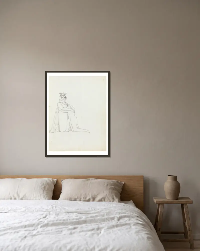 Mrs. Siddons kniend mit Kind von John Flaxman gerahmt an einer Wand