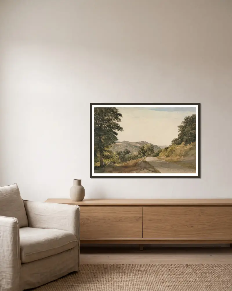 A Yorkshire Road av John Glover inramad på en vägg