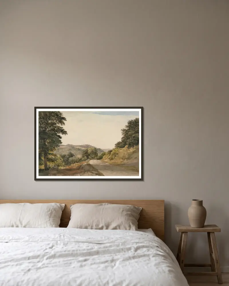 A Yorkshire Road av John Glover inramad på en vägg