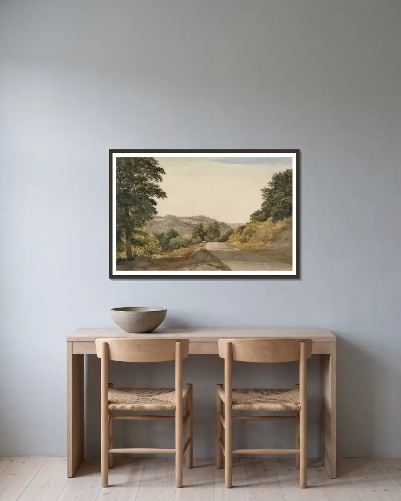 A Yorkshire Road av John Glover inramad på en vägg