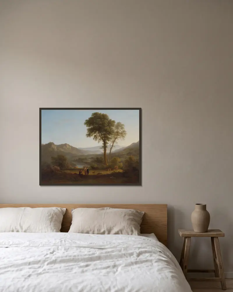 At Matlock, mist rising av John Glover inramad på en vägg