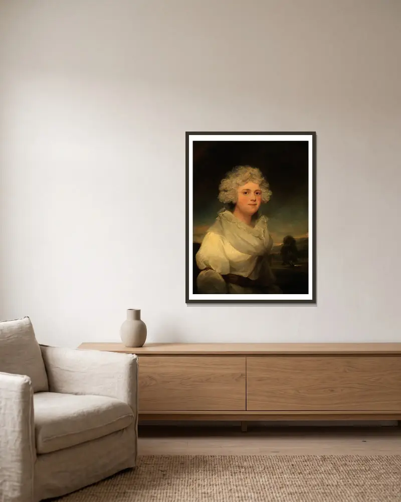 Mrs. Abington av John Hoppner inramad på en vägg