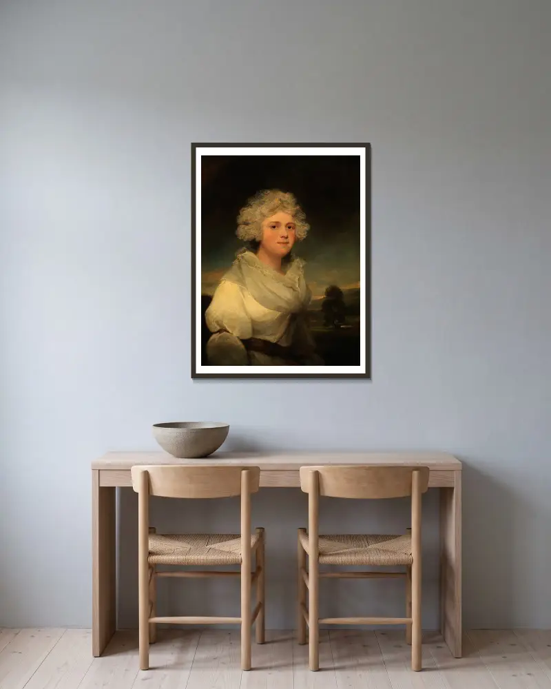 Mrs. Abington av John Hoppner inramad på en vägg