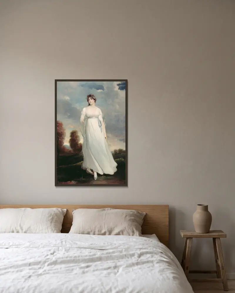Mrs. Dottin av John Hoppner inramad på en vägg