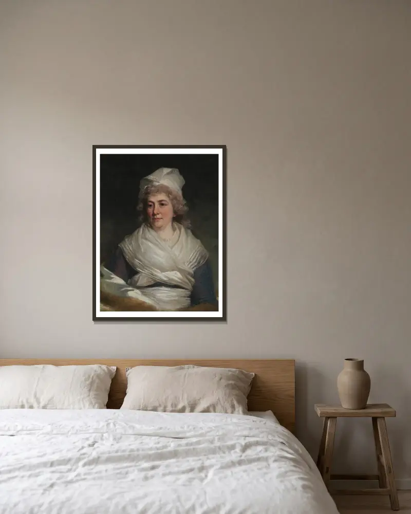 Mrs. Richard Bache (Sarah Franklin, 1743–1808) av John Hoppner inramad på en vägg