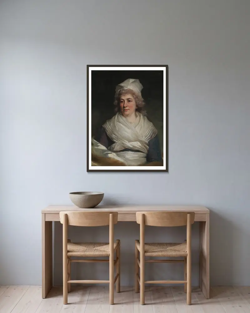 Mrs. Richard Bache (Sarah Franklin, 1743–1808) av John Hoppner inramad på en vägg