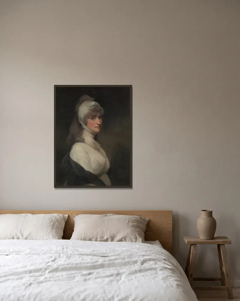 Mrs. Thomas Pechell (Charlotte Clavering, died 1841) av John Hoppner inramad på en vägg