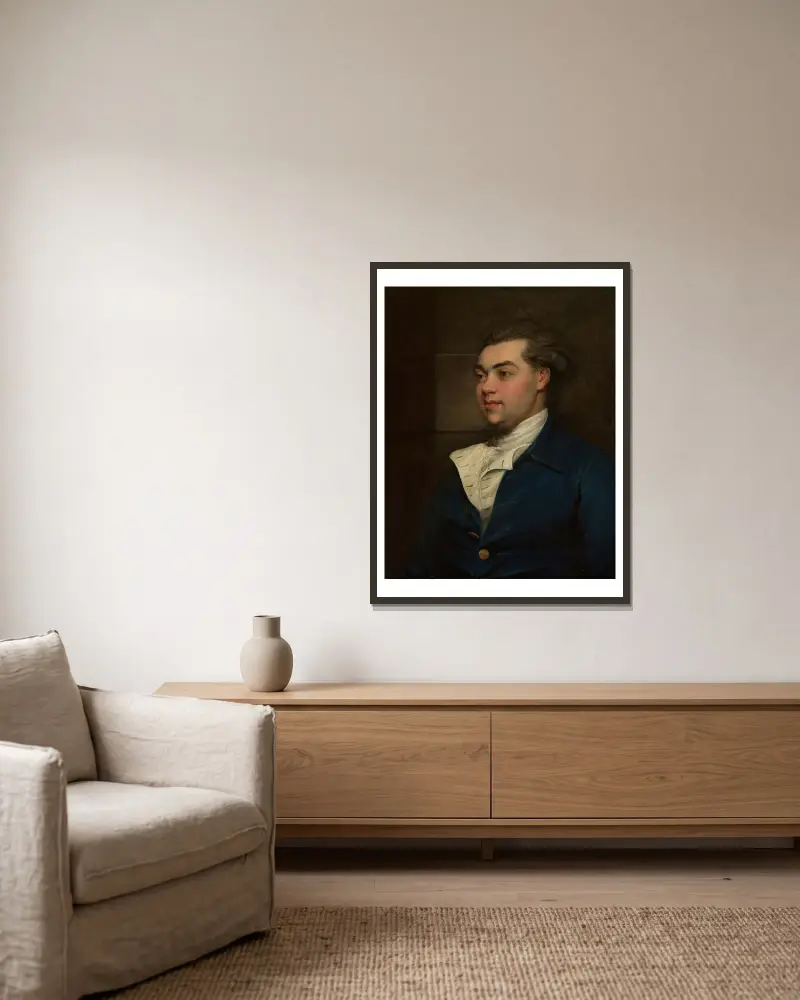 Portrait of a man av John Hoppner inramad på en vägg