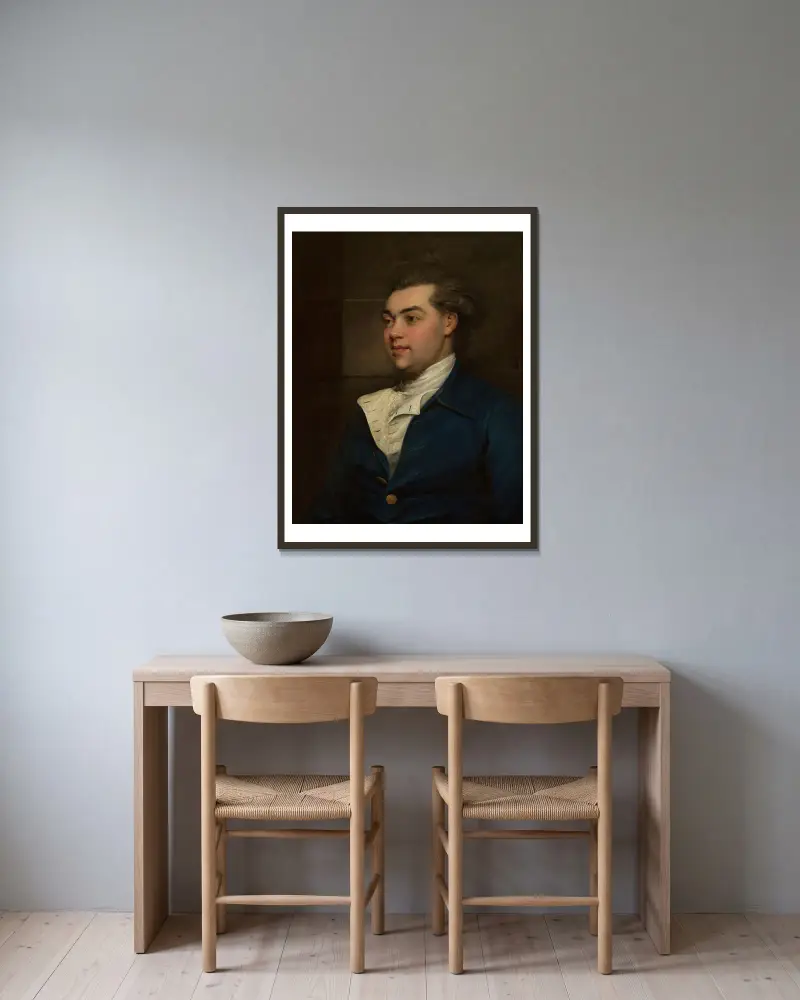 Portrait of a man av John Hoppner inramad på en vägg