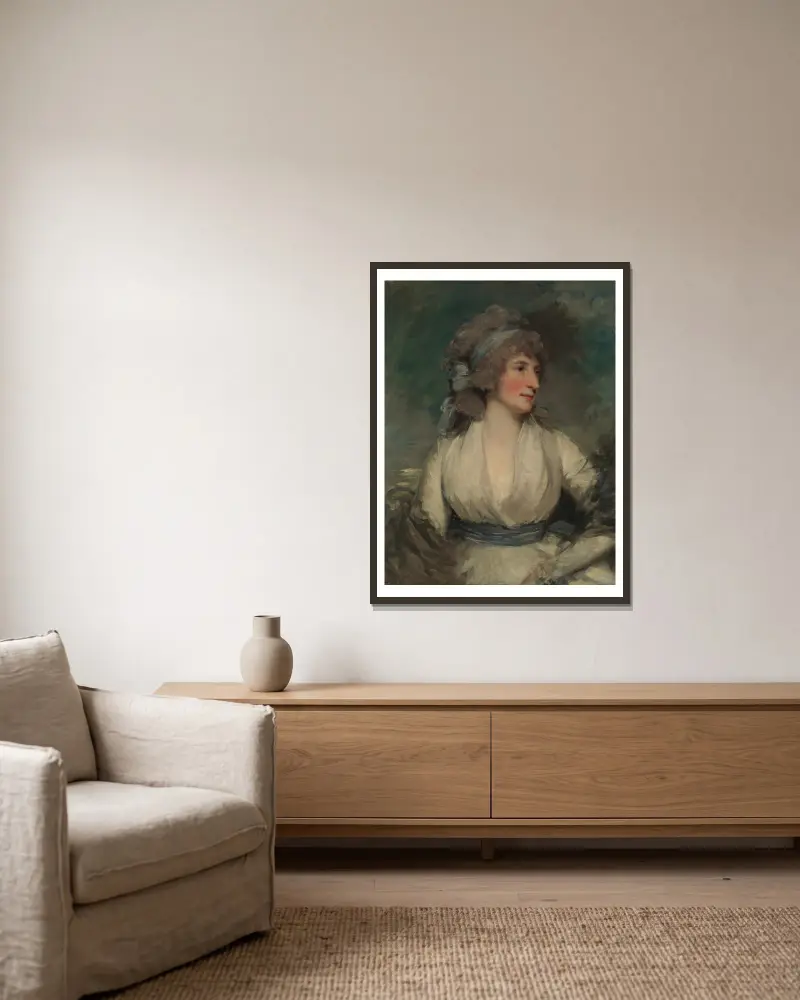 Porträtt av en kvinna av John Hoppner inramad på en vägg