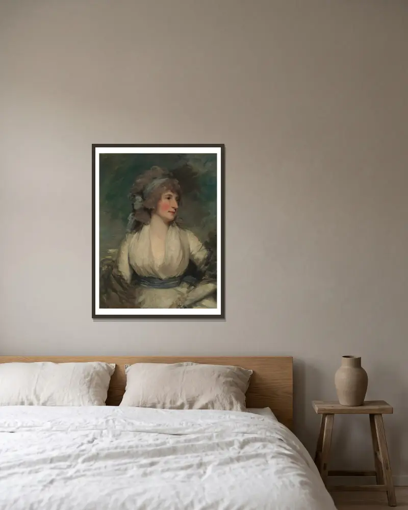 Porträtt av en kvinna av John Hoppner inramad på en vägg