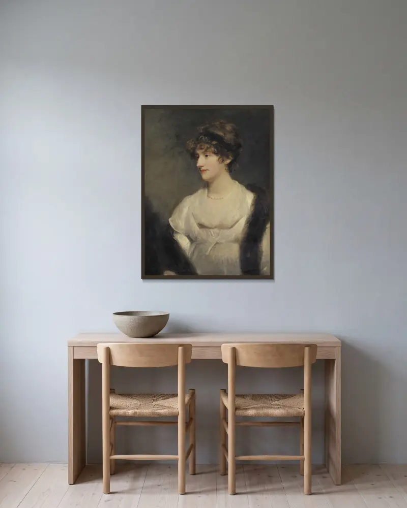 Porträtt av Jane Frere, Lady Orde av John Hoppner inramad på en vägg