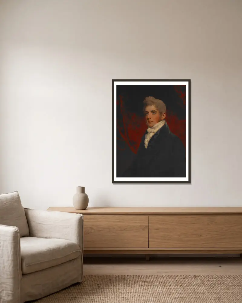 Porträtt av William Inigo Jones av John Hoppner inramad på en vägg