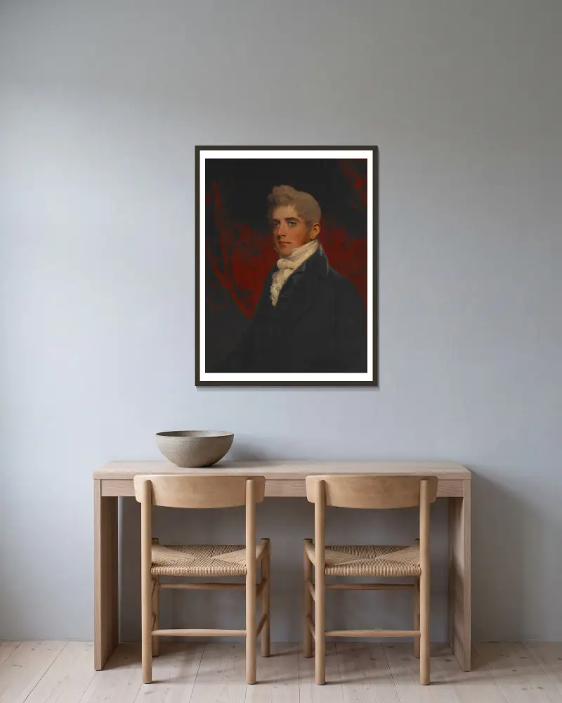 Porträtt av William Inigo Jones av John Hoppner inramad på en vägg
