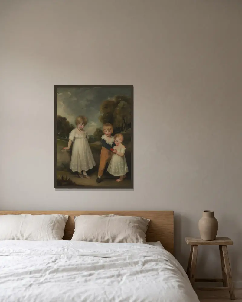 Die Kinder Sackville von John Hoppner gerahmt an einer Wand