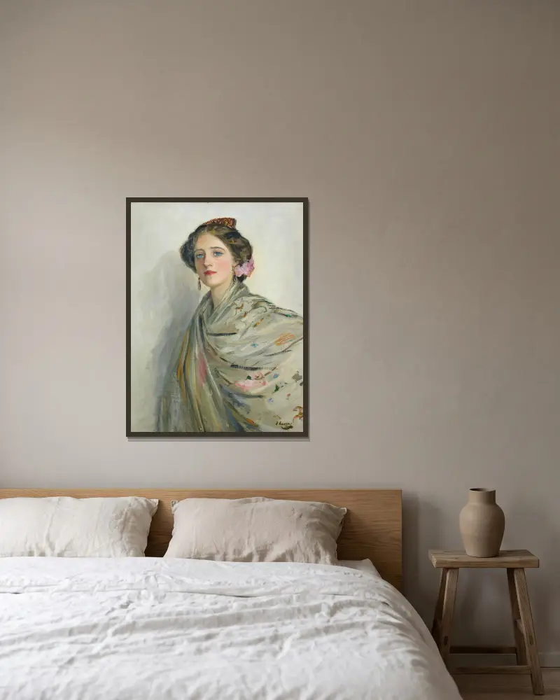 Eine schöne Spanierin, Mrs. Chowne von Sir John Lavery gerahmt an einer Wand