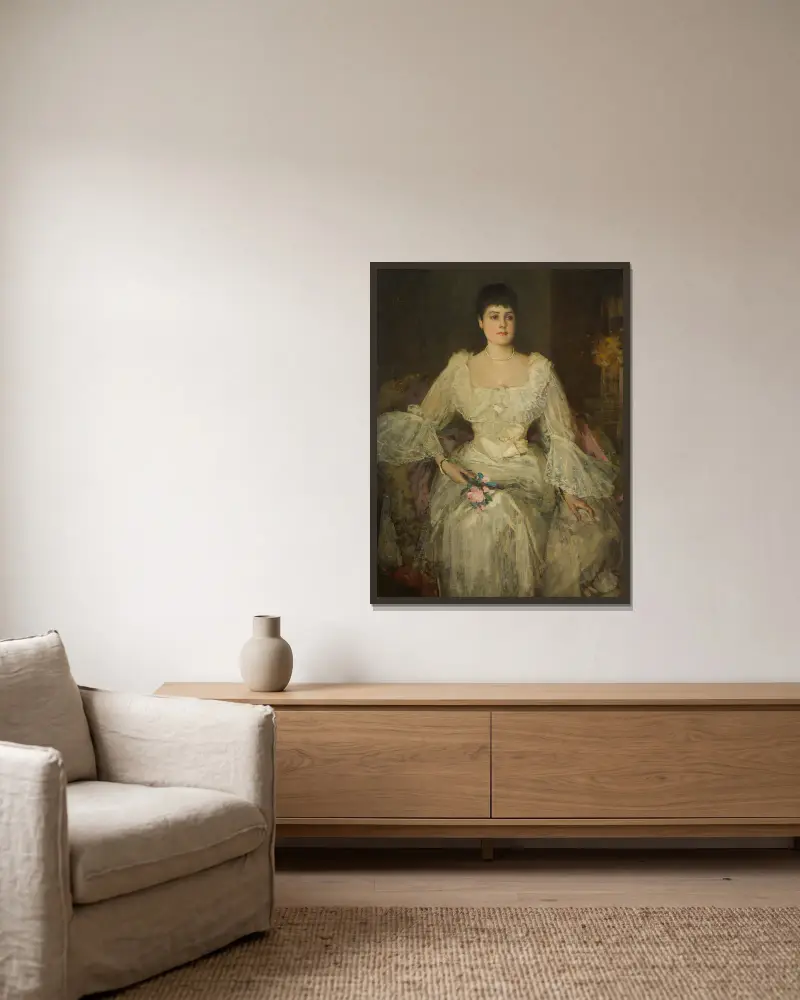 Dáma v bílém (Portrét lady Lyle), Sir John Lavery v rámu na stěně