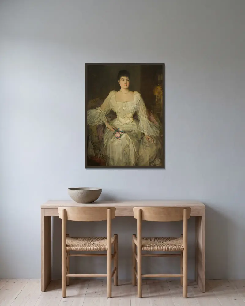 Dáma v bílém (Portrét lady Lyle), Sir John Lavery v rámu na stěně