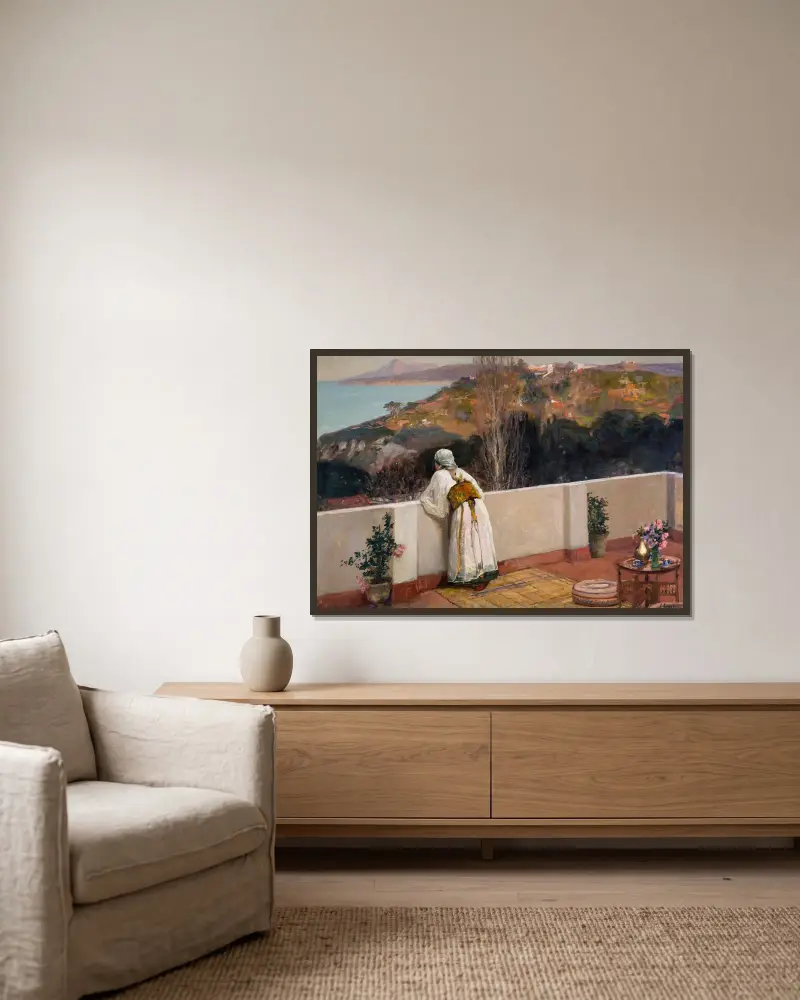 Večer, Tanger, Sir John Lavery v rámu na stěně