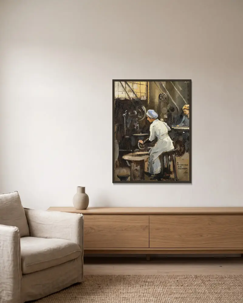 Wytwórca płyt, Sir John Lavery w ramie na ścianie