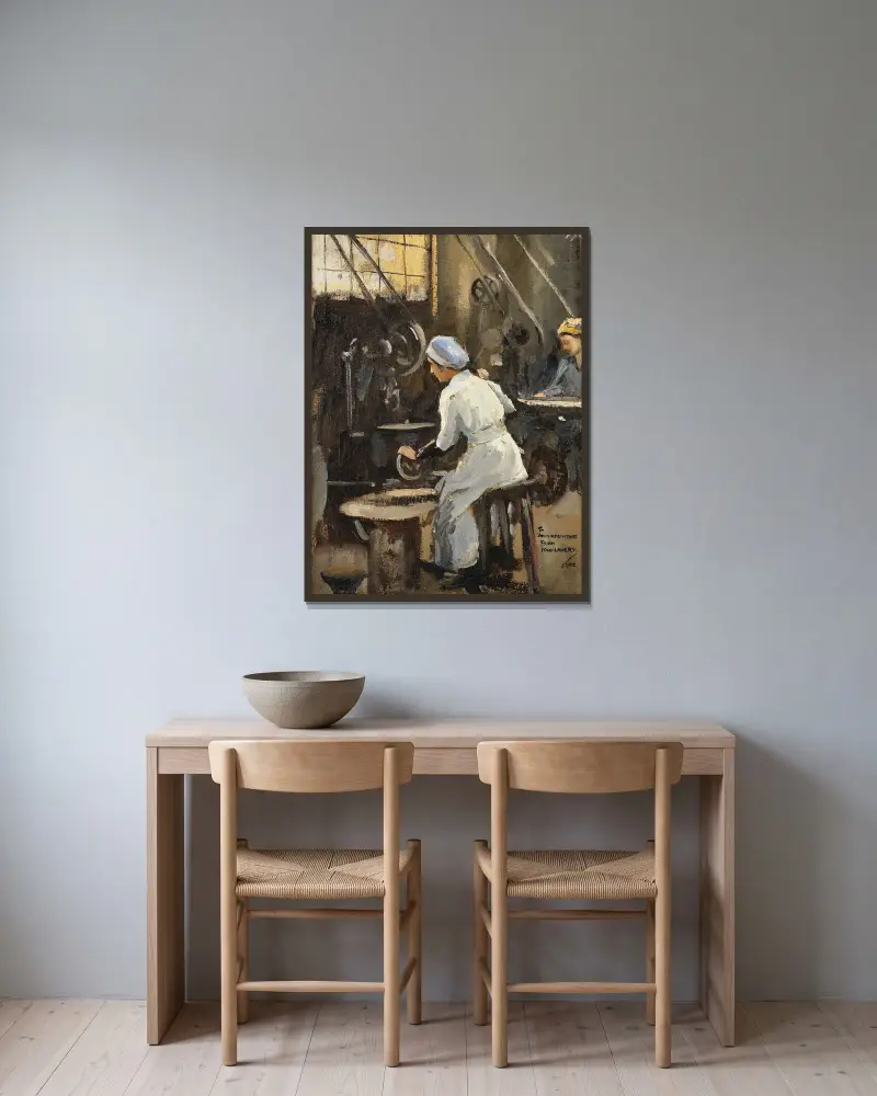 Wytwórca płyt, Sir John Lavery w ramie na ścianie
