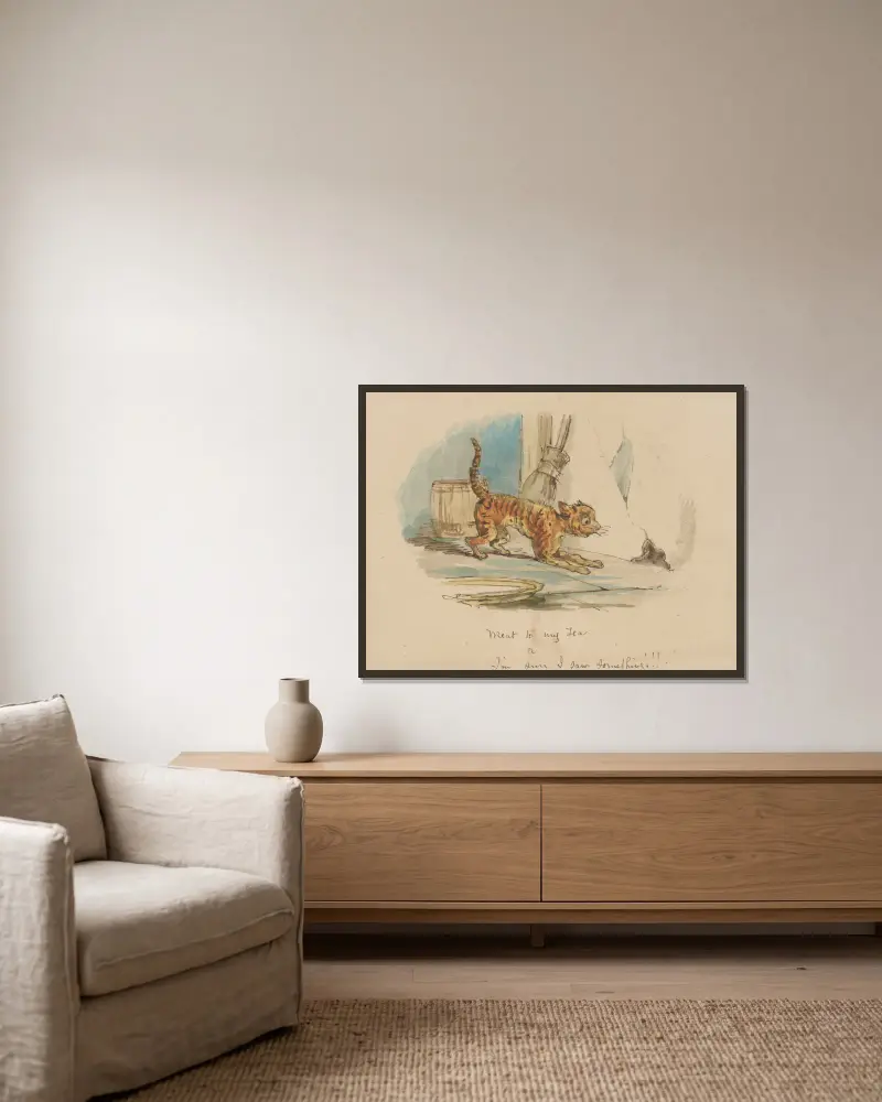 Fleisch zu meinem Tee – oder – Ich bin sicher, ich habe etwas gesehen!!! von John Leech gerahmt an einer Wand