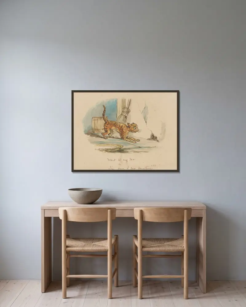 Fleisch zu meinem Tee – oder – Ich bin sicher, ich habe etwas gesehen!!! von John Leech gerahmt an einer Wand