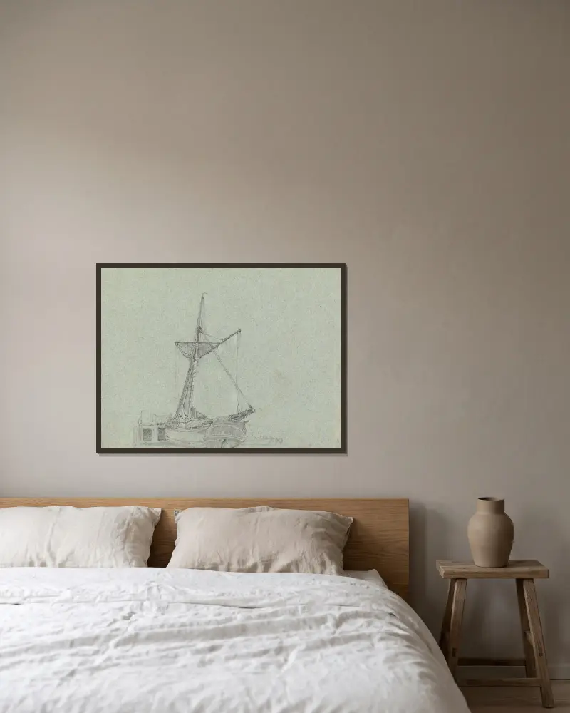 Eine Lastkähne von John Linnell gerahmt an einer Wand