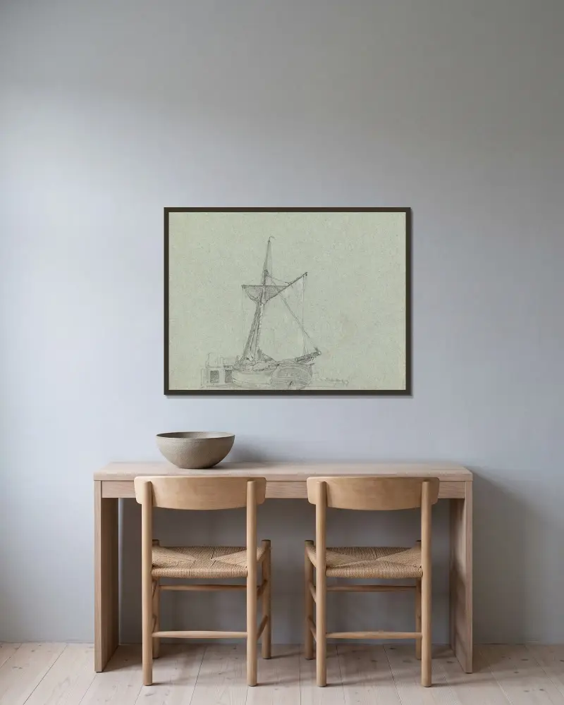 Eine Lastkähne von John Linnell gerahmt an einer Wand