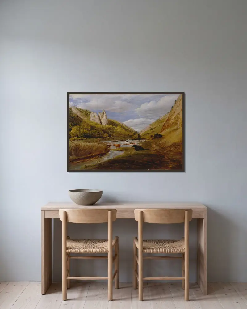 In Dovedale, 1814 – nr 2 av John Linnell inramad på en vägg