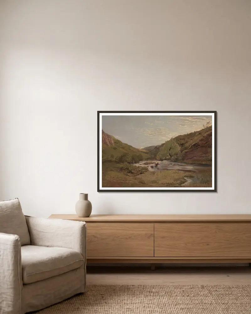 In Dovedale, 1814 – Nr. 1 von John Linnell gerahmt an einer Wand