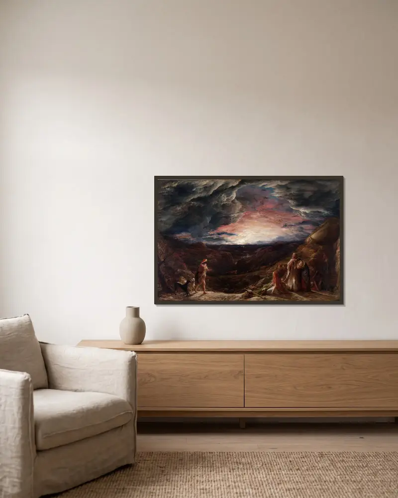 Noah, The Eve of the Deluge av John Linnell inramad på en vägg