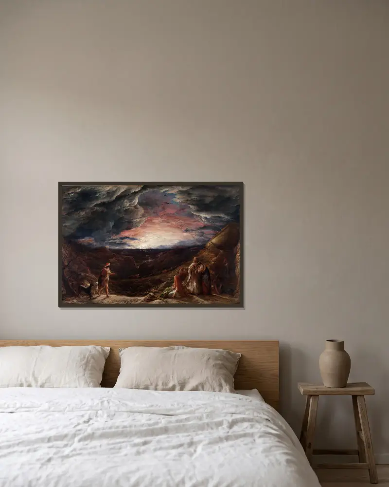 Noah, The Eve of the Deluge av John Linnell inramad på en vägg