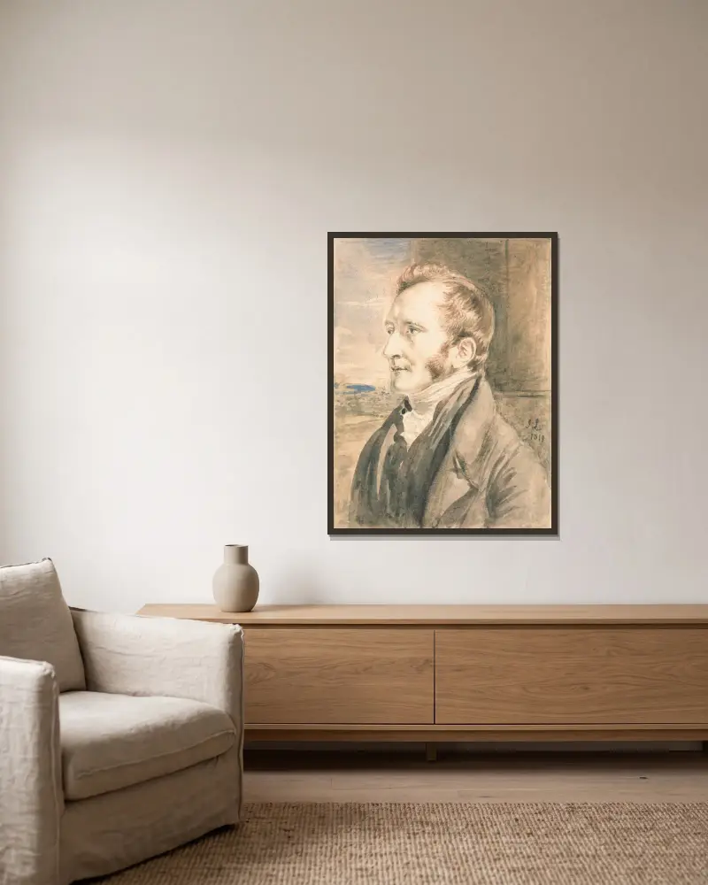 Bildnis eines Mannes von John Linnell gerahmt an einer Wand