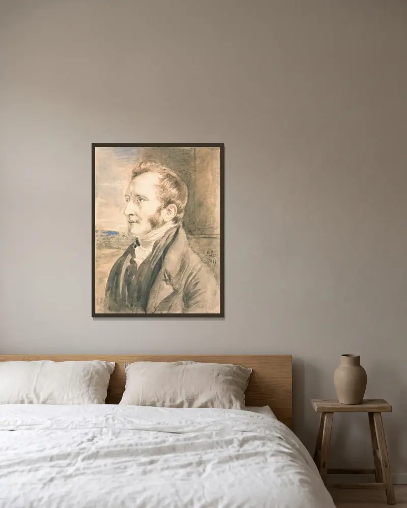 Bildnis eines Mannes von John Linnell gerahmt an einer Wand