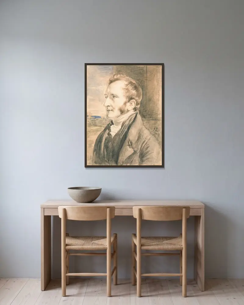 Bildnis eines Mannes von John Linnell gerahmt an einer Wand
