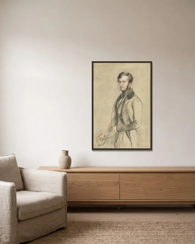 Porträt von John Davies Gilbert von John Linnell gerahmt an einer Wand
