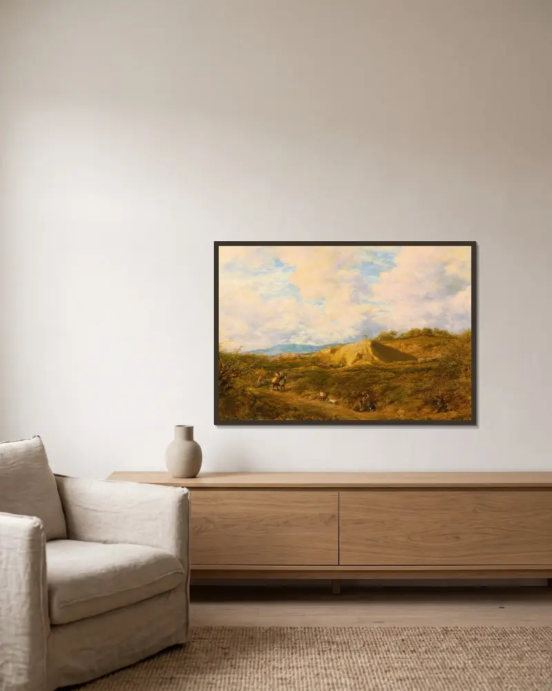 Redhill Common, Surrey av John Linnell inramad på en vägg