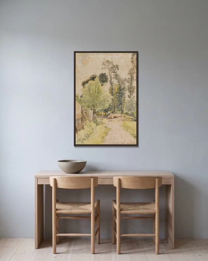 Studie av träd i Bayswater, London av John Linnell inramad på en vägg
