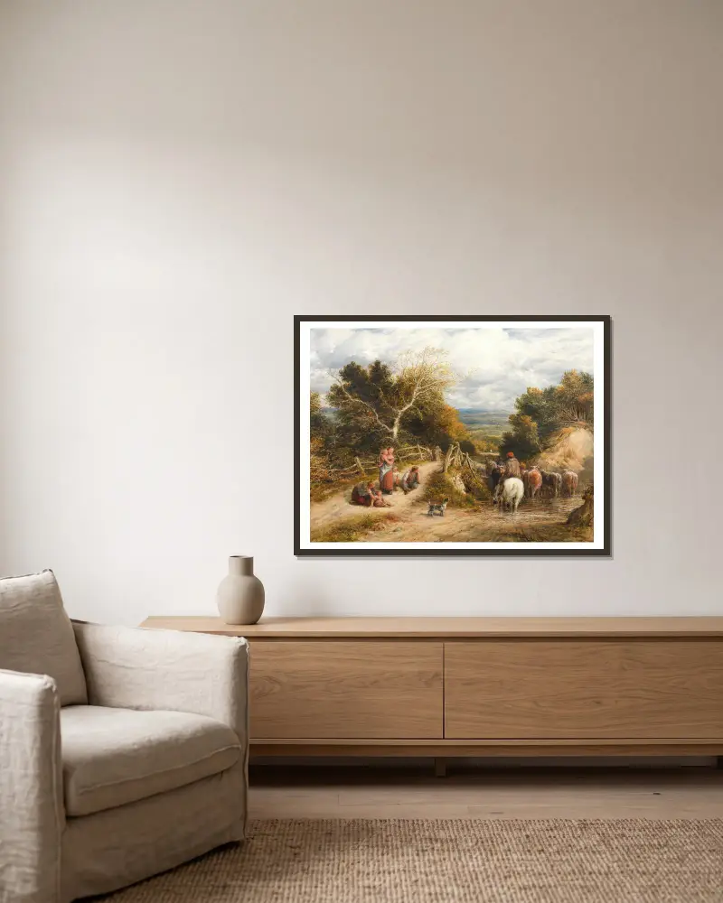 Der Bach von John Linnell gerahmt an einer Wand