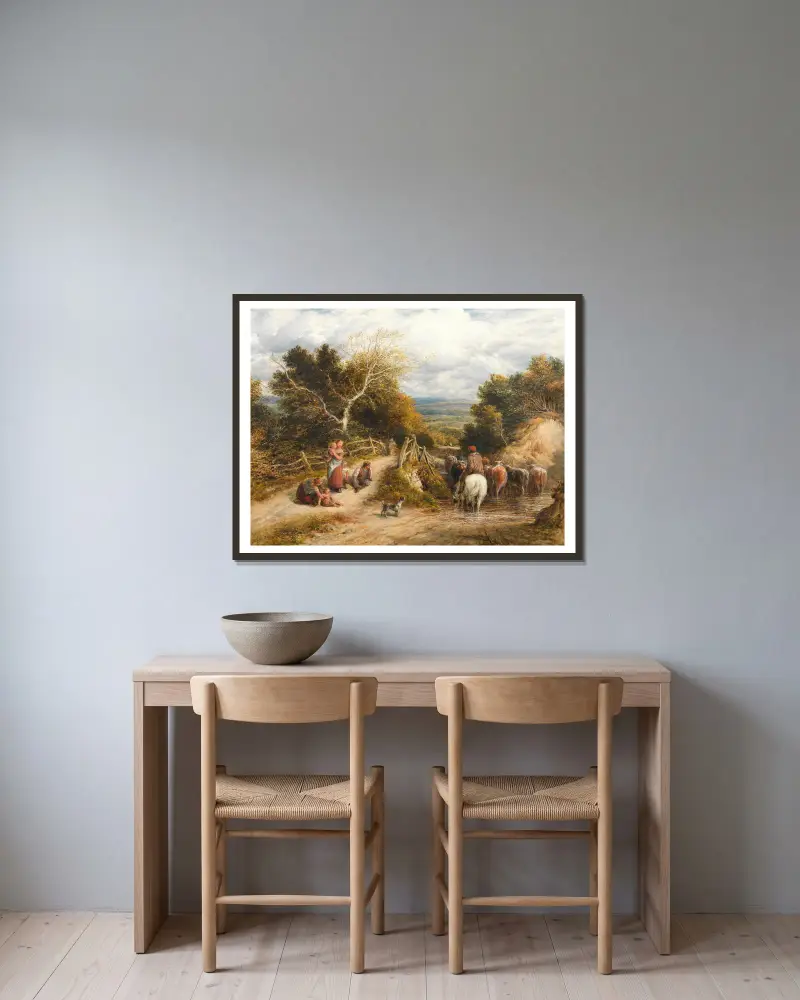 Der Bach von John Linnell gerahmt an einer Wand