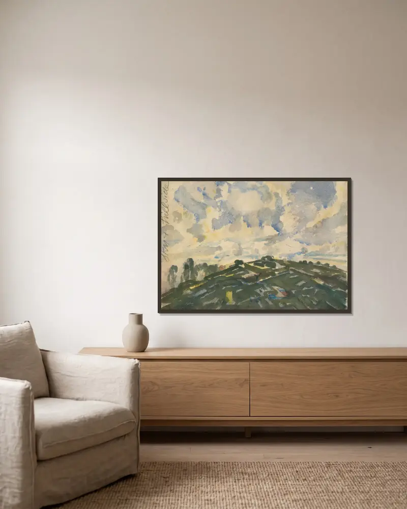 Land and Sky, France av John Marin inramad på en vägg