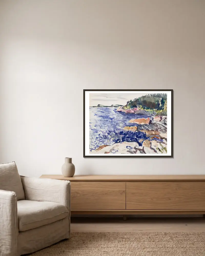 Maine Coast av John Marin inramad på en vägg