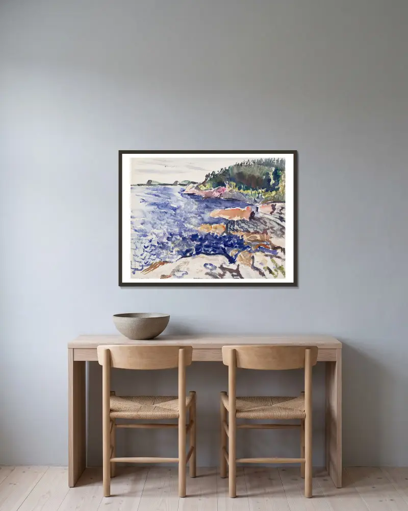 Maine Coast av John Marin inramad på en vägg