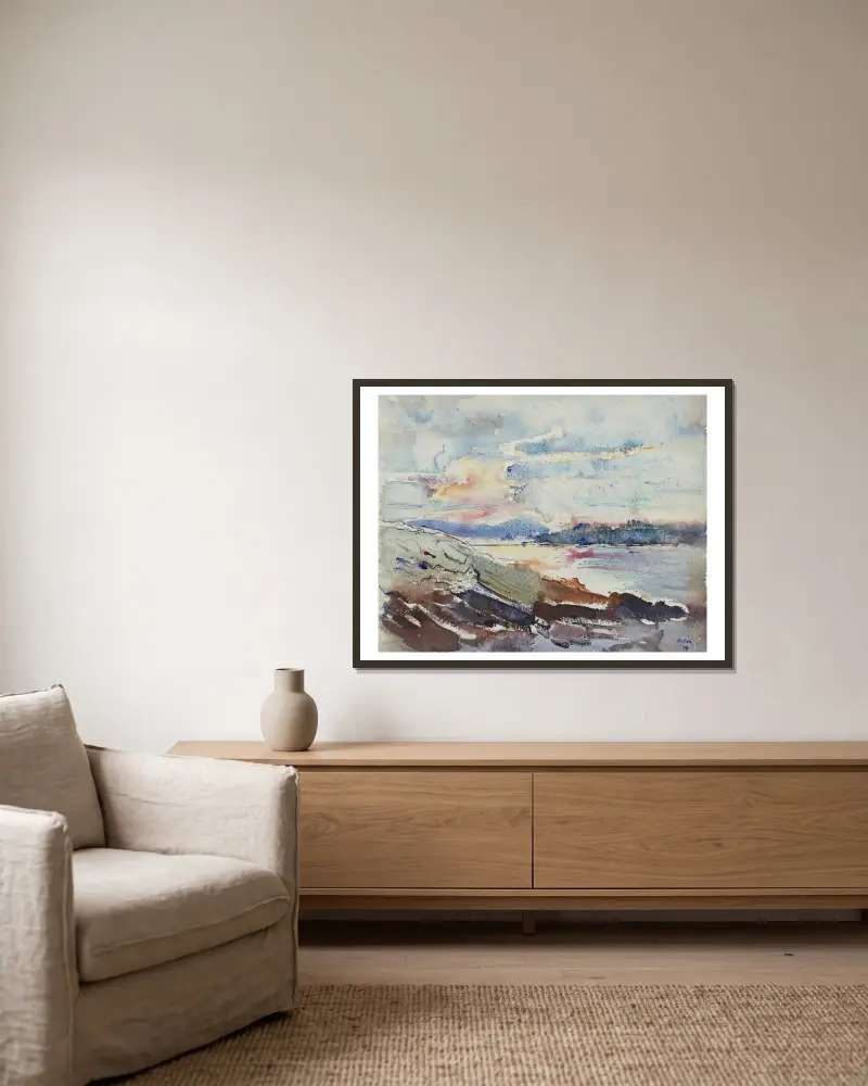 West Point, Maine, 1914 – nr 2 av John Marin inramad på en vägg